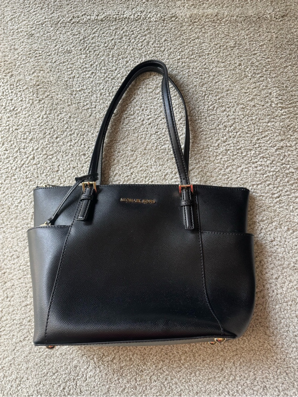 Michael Kors Black Saffiano Leather Tote with Gold classy elegant chic style